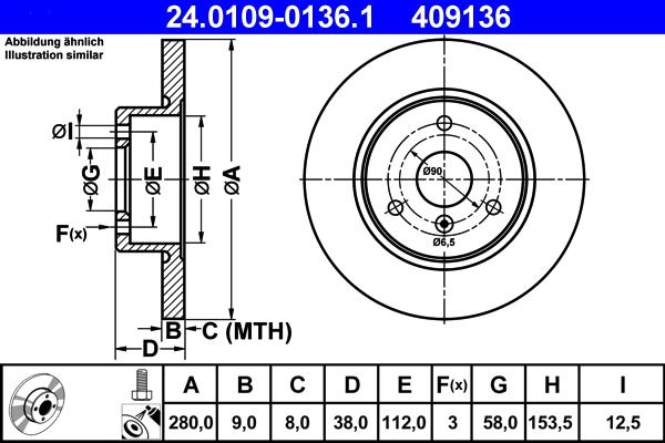 ATE 24.0109-0136.1 - Brake Disc autospares.lv