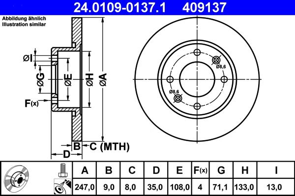 ATE 24.0109-0137.1 - Brake Disc autospares.lv