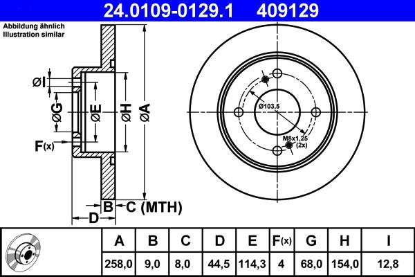 ATE 24.0109-0129.1 - Brake Disc autospares.lv