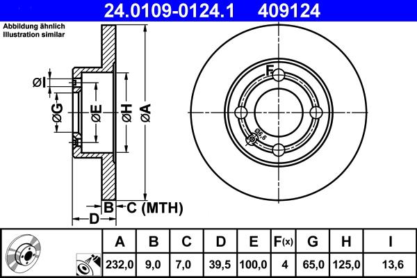 ATE 24.0109-0124.1 - Brake Disc autospares.lv