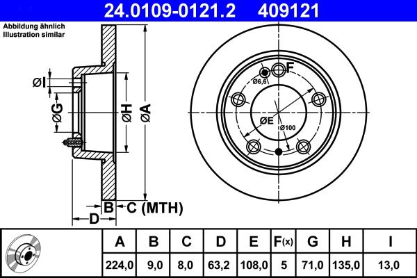 ATE 24.0109-0121.2 - Brake Disc autospares.lv