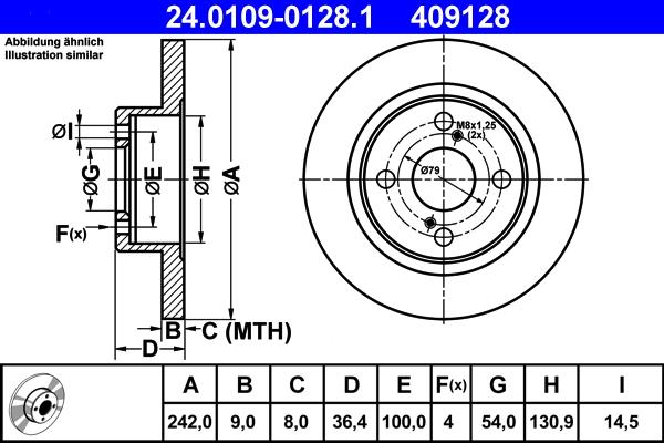 ATE 24.0109-0128.1 - Brake Disc autospares.lv