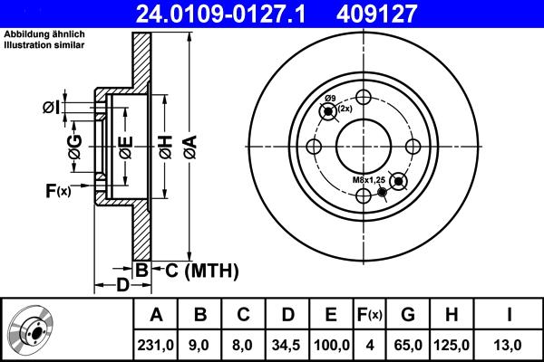 ATE 24.0109-0127.1 - Brake Disc autospares.lv