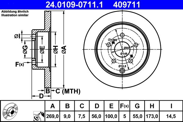 ATE 24.0109-0711.1 - Brake Disc autospares.lv