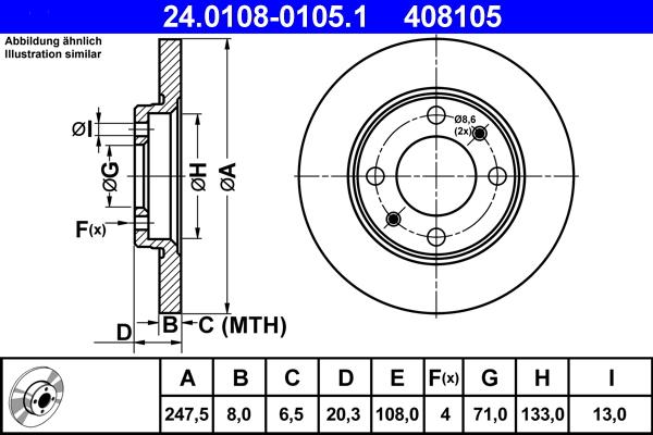 ATE 24.0108-0105.1 - Brake Disc autospares.lv