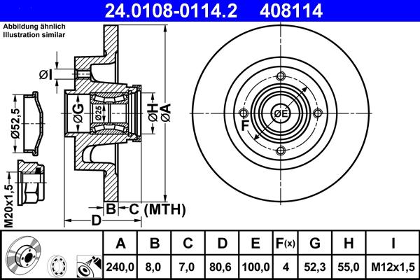 ATE 24.0108-0114.2 - Brake Disc autospares.lv