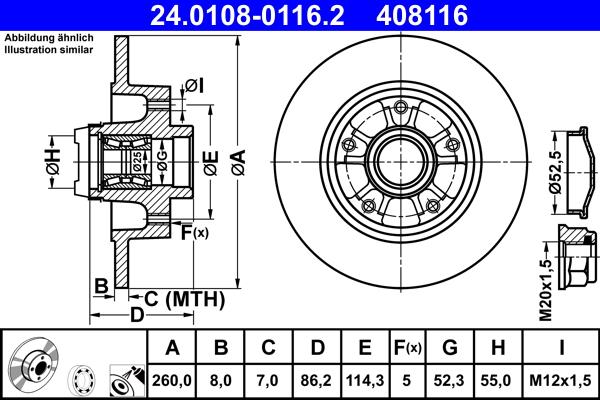 ATE 24.0108-0116.2 - Brake Disc autospares.lv