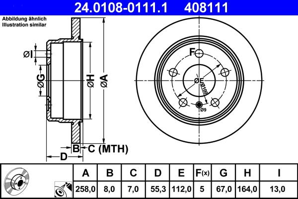 ATE 24.0108-0111.1 - Brake Disc autospares.lv