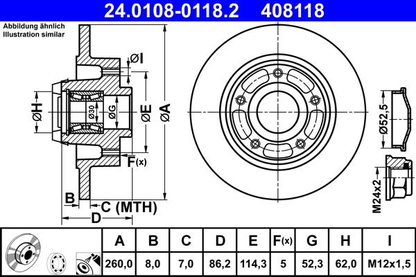 ATE 24.0108-0118.2 - Brake Disc autospares.lv