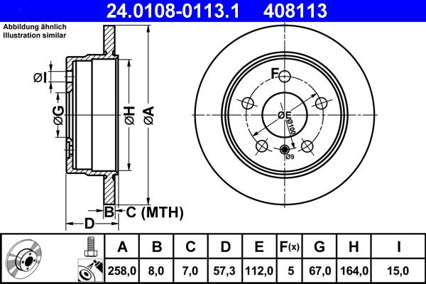 ATE 24.0108-0113.1 - Brake Disc autospares.lv