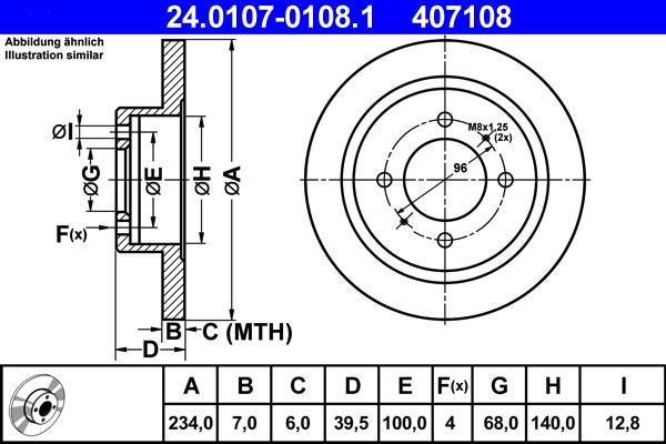 ATE 24.0107-0108.1 - Brake Disc autospares.lv