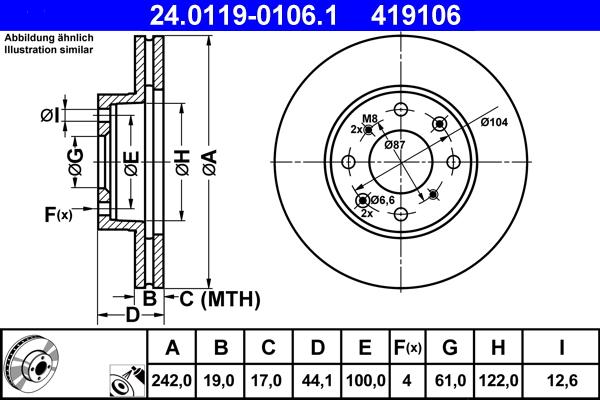 ATE 24.0119-0106.1 - Brake Disc autospares.lv