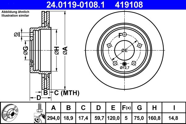 ATE 24.0119-0108.1 - Brake Disc autospares.lv