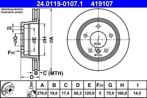 ATE 24.0119-0107.1 - Brake Disc autospares.lv