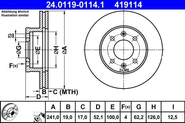 ATE 24.0119-0114.1 - Brake Disc autospares.lv