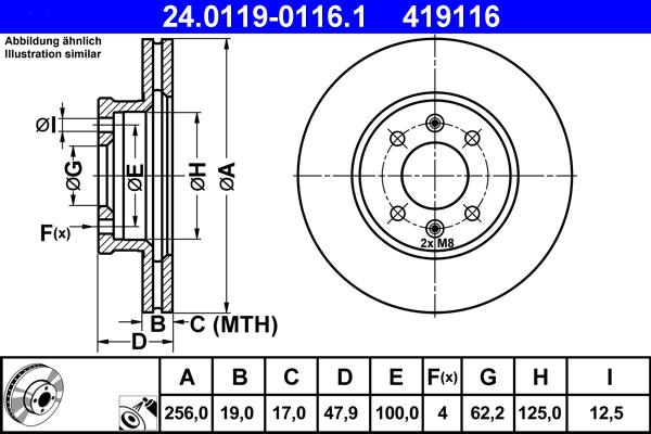 ATE 24.0119-0116.1 - Brake Disc autospares.lv