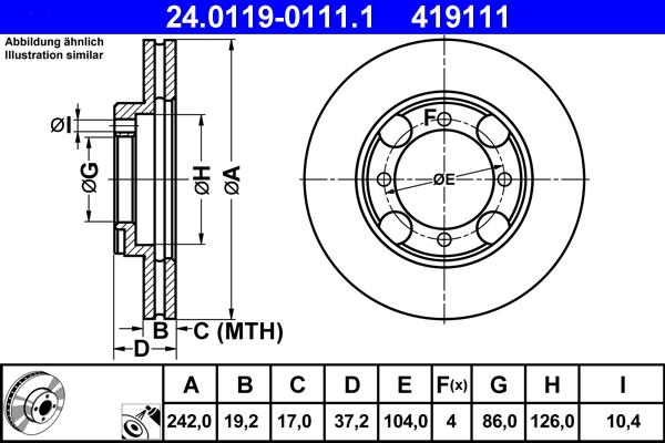 ATE 24.0119-0111.1 - Brake Disc autospares.lv