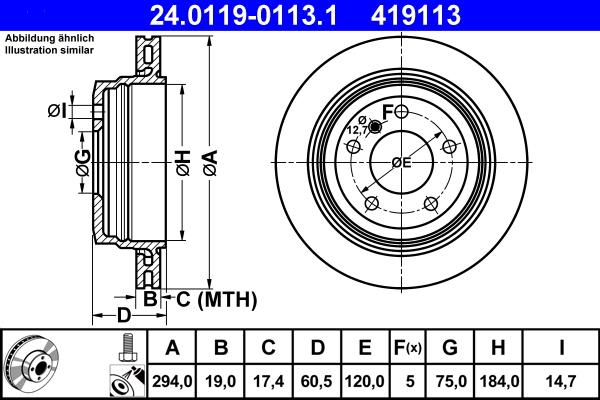 ATE 24.0119-0113.1 - Brake Disc autospares.lv