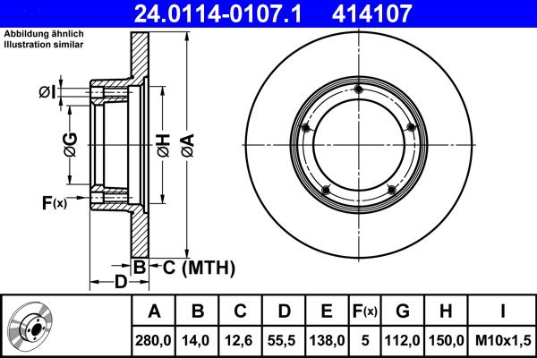 ATE 24.0114-0107.1 - Brake Disc autospares.lv