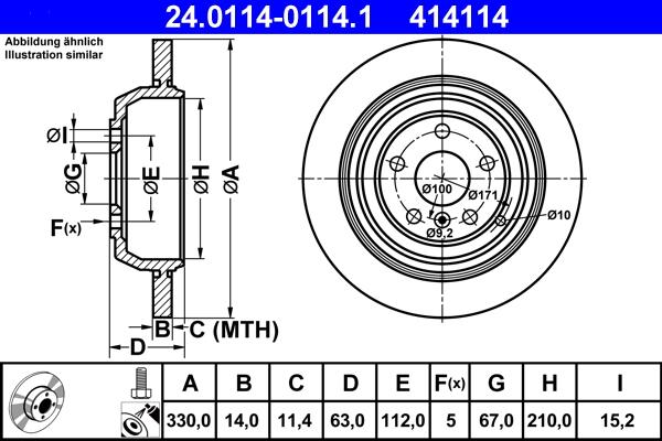 ATE 24.0114-0114.1 - Brake Disc autospares.lv