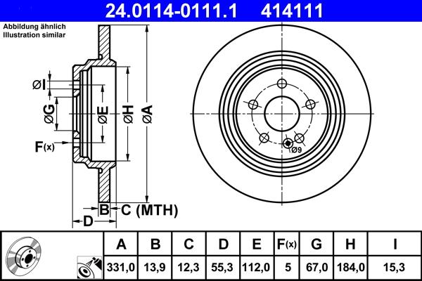 ATE 24.0114-0111.1 - Brake Disc autospares.lv