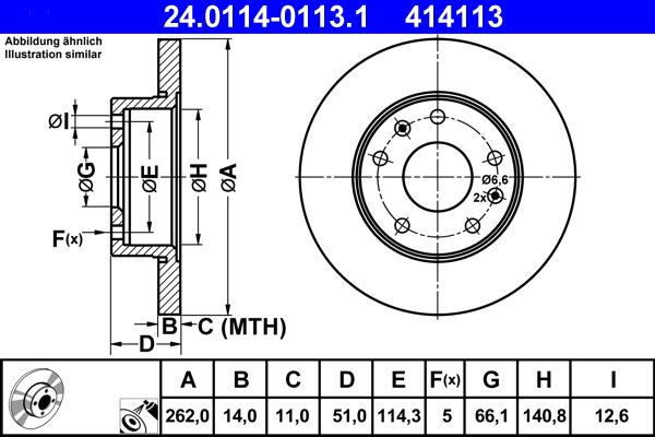 ATE 24.0114-0113.1 - Brake Disc autospares.lv