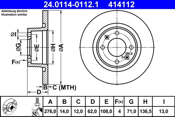 ATE 24.0114-0112.1 - Brake Disc autospares.lv