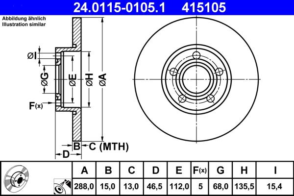 ATE 24.0115-0105.1 - Brake Disc autospares.lv