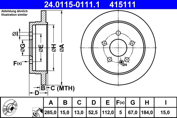 ATE 24.0115-0111.1 - Brake Disc autospares.lv