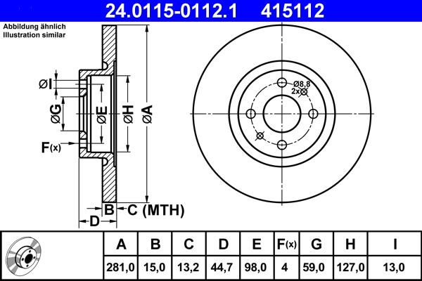 ATE 24.0115-0112.1 - Brake Disc autospares.lv