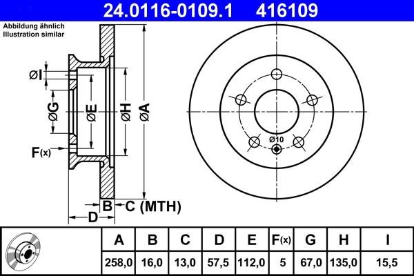 ATE 24.0116-0109.1 - Brake Disc autospares.lv