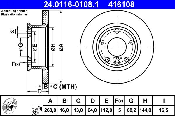 ATE 24.0116-0108.1 - Brake Disc autospares.lv