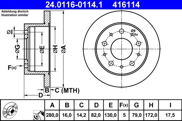 ATE 24.0116-0114.1 - Brake Disc autospares.lv