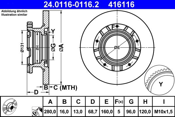 ATE 24.0116-0116.2 - Brake Disc autospares.lv