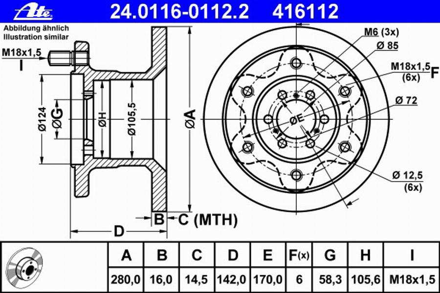 ATE 24 0116 0112 2 - Brake Disc autospares.lv