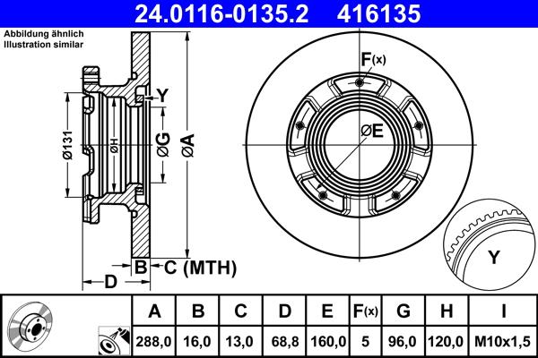 ATE 24.0116-0135.2 - Brake Disc autospares.lv