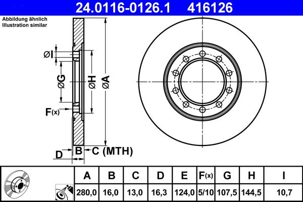 ATE 24.0116-0126.1 - Brake Disc autospares.lv