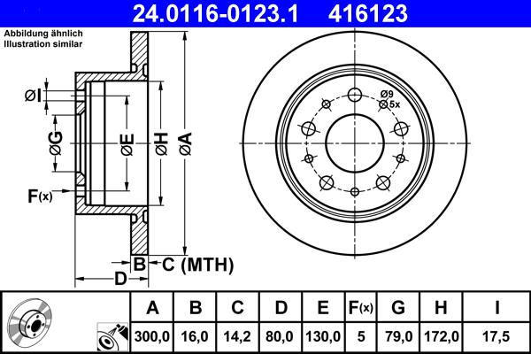 ATE 24.0116-0123.1 - Brake Disc autospares.lv