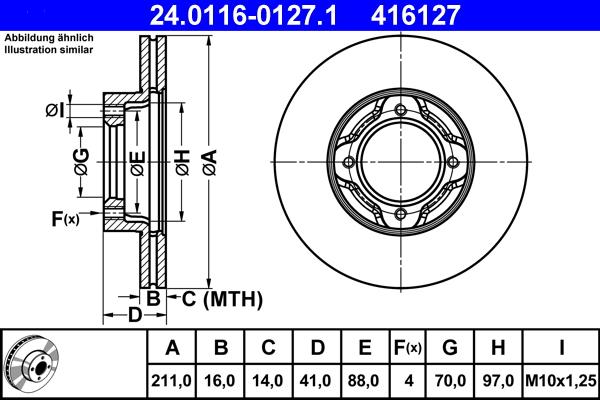 ATE 24.0116-0127.1 - Brake Disc autospares.lv