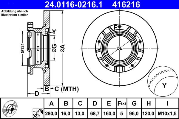 ATE 24.0116-0216.1 - Brake Disc autospares.lv