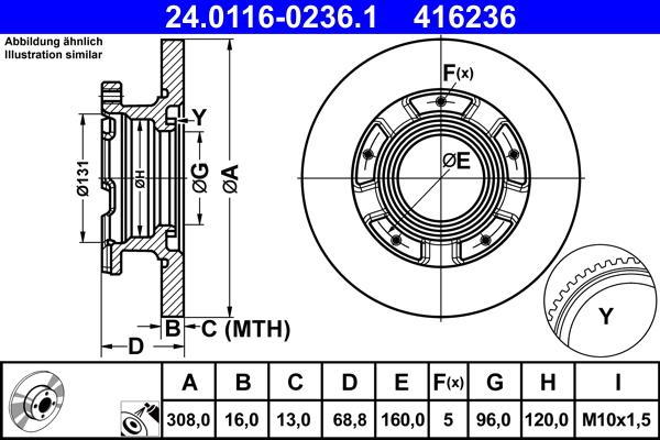 ATE 24.0116-0236.1 - Brake Disc autospares.lv