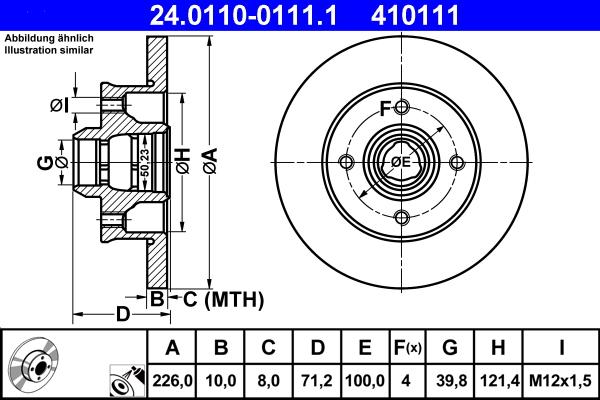 ATE 24.0110-0111.1 - Brake Disc autospares.lv