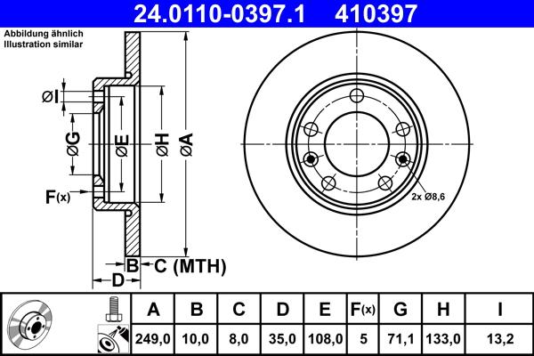 ATE 24.0110-0397.1 - Brake Disc autospares.lv