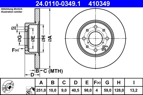 ATE 24.0110-0349.1 - Brake Disc autospares.lv