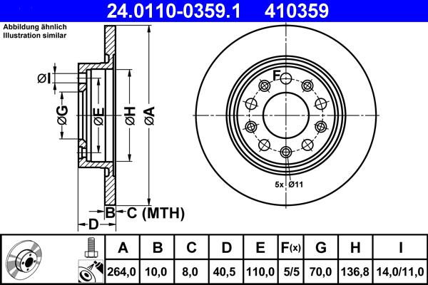 ATE 24.0110-0359.1 - Brake Disc autospares.lv