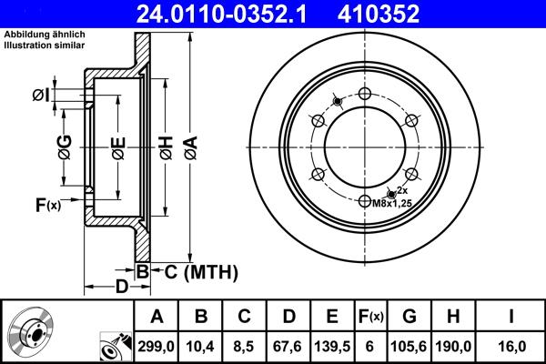 ATE 24.0110-0352.1 - Brake Disc autospares.lv