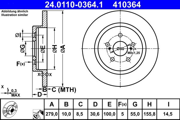 ATE 24.0110-0364.1 - Brake Disc autospares.lv