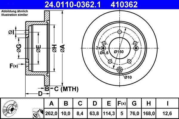 ATE 24.0110-0362.1 - Brake Disc autospares.lv