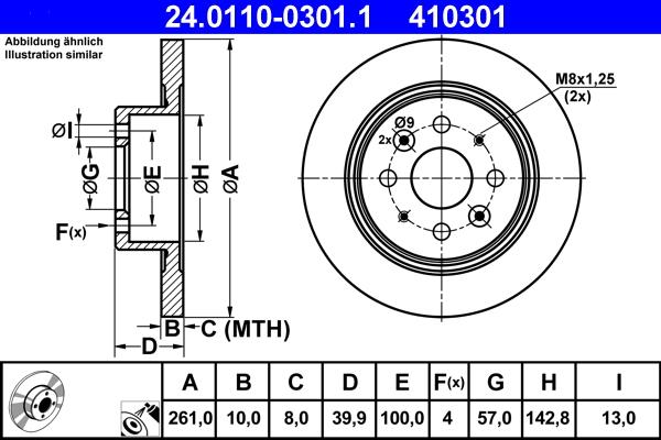 ATE 24.0110-0301.1 - Brake Disc autospares.lv