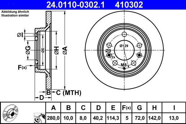 ATE 24.0110-0302.1 - Brake Disc autospares.lv